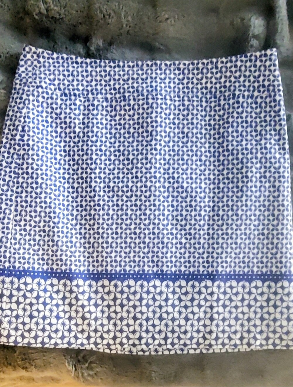 Talbots Blue and White Printed Mini Skirt 10 Fully Lined